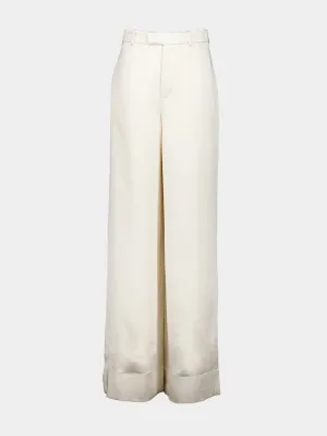 High-Waisted Satin Trousers