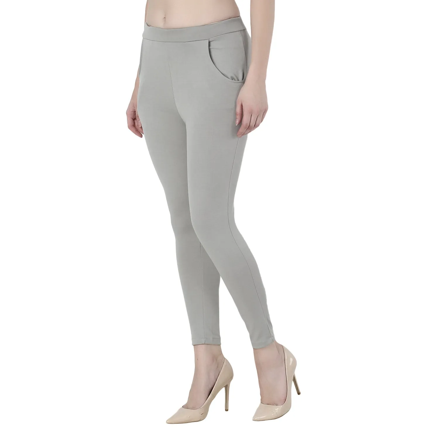 High-Waisted Stretch Cigarette Trousers