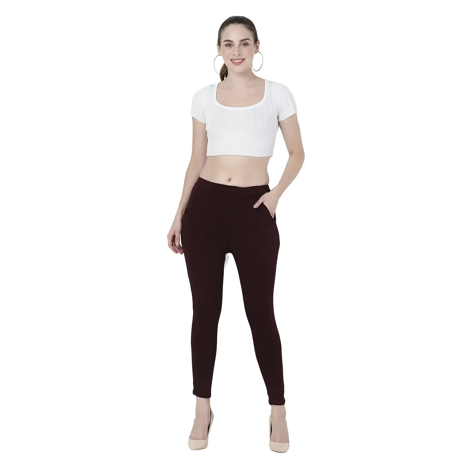 High-Waisted Stretch Cigarette Trousers