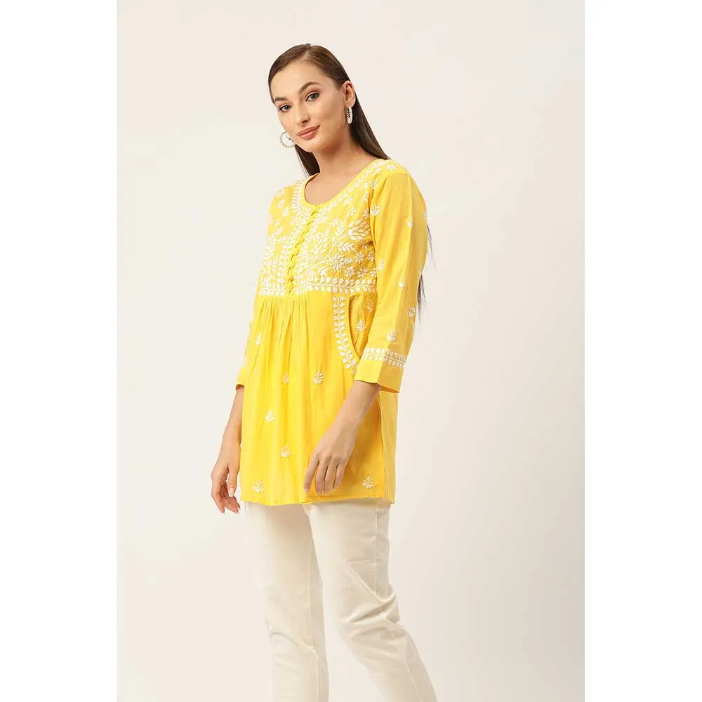 HOUSE OF KARI Hok Chikankari Long Kurta Tunic Yellow