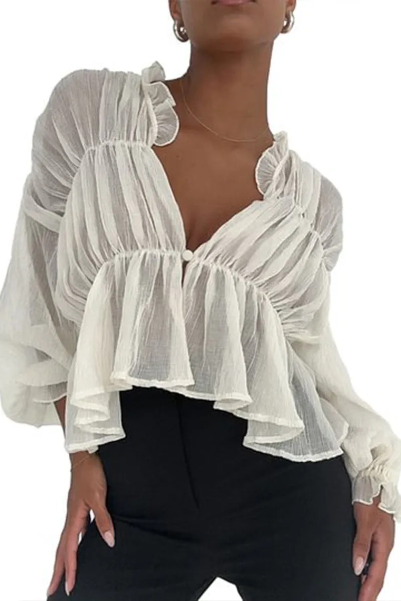 HTR1341 Ethereal Ruffle Blouse
