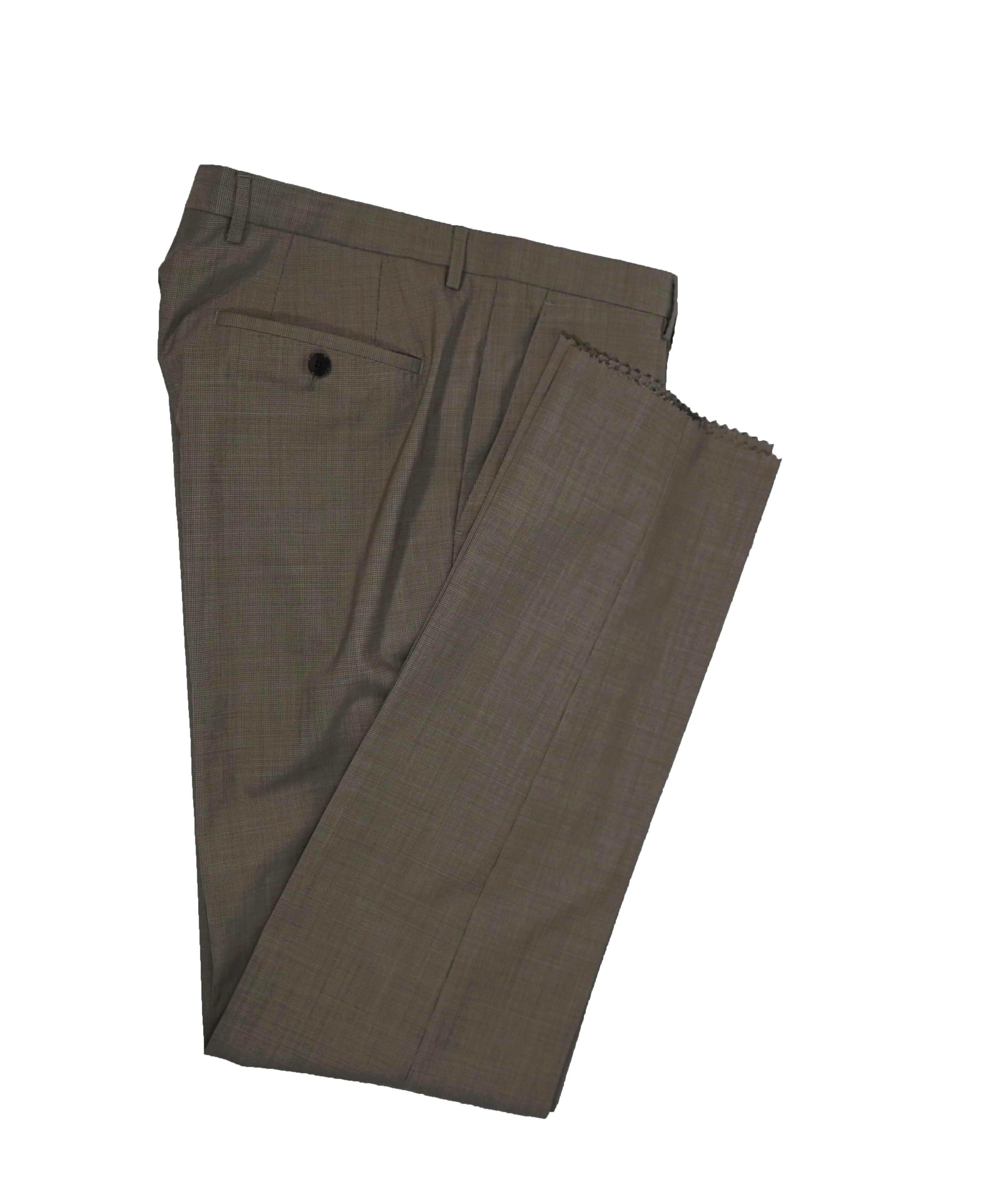 HUGO BOSS - Gray/Brown Flat Front Microcheck Dress Pants - 34W