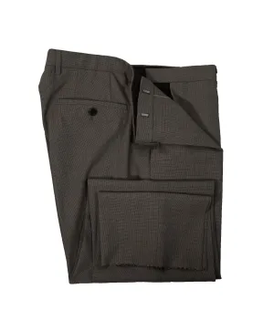 HUGO BOSS - Gray/Brown Flat Front Microcheck Dress Pants - 34W