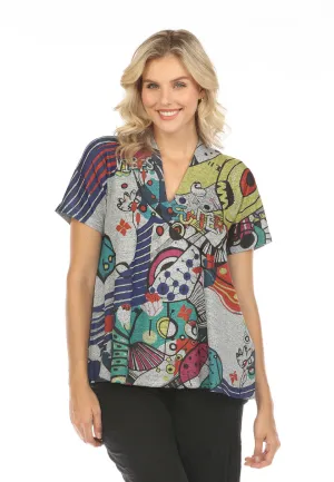 INOAH SUMMER VIBES V-NECK SH SLV TOP