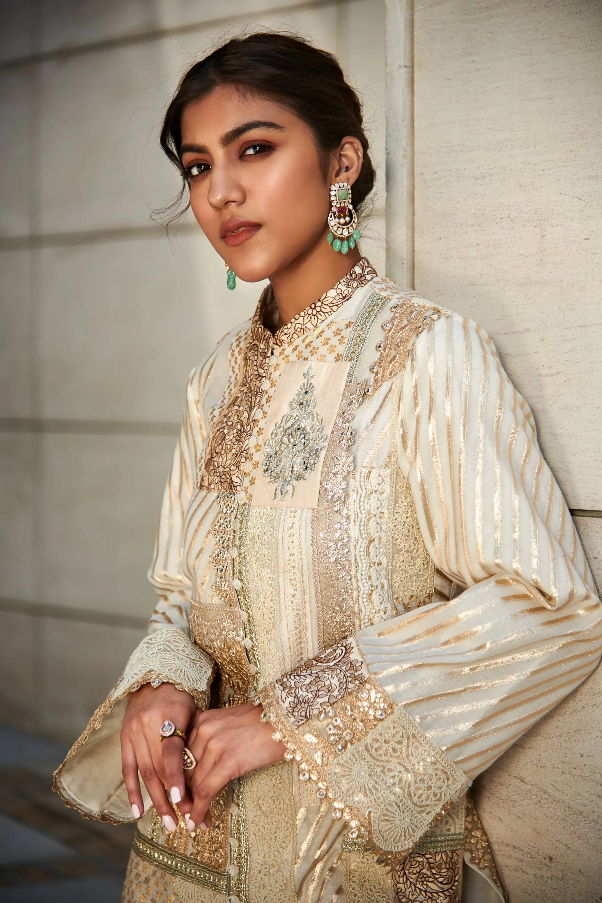 Ivory gold embellished kurta set