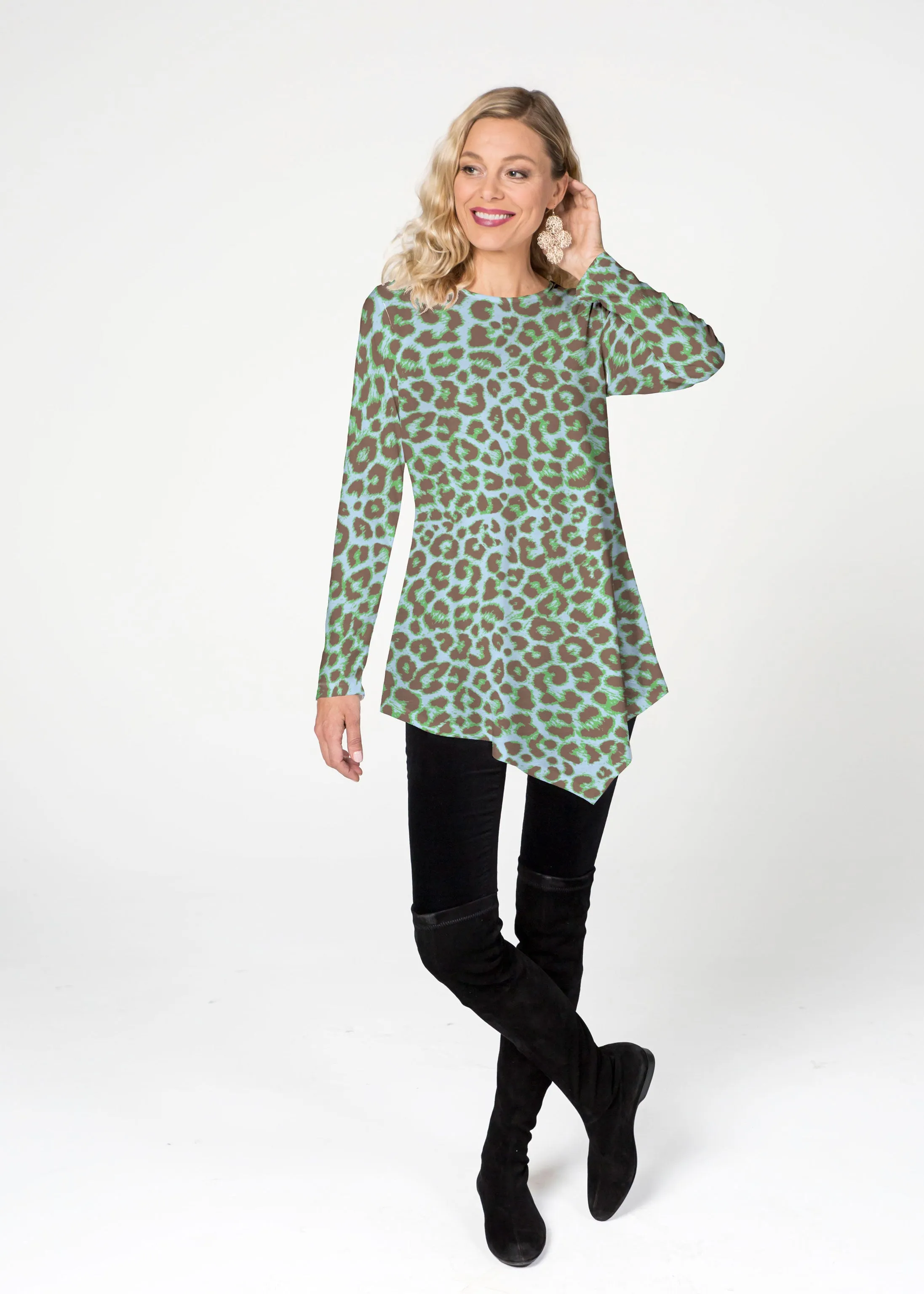 Jaguar Mint (7285) ~ Asymmetrical French Terry Tunic