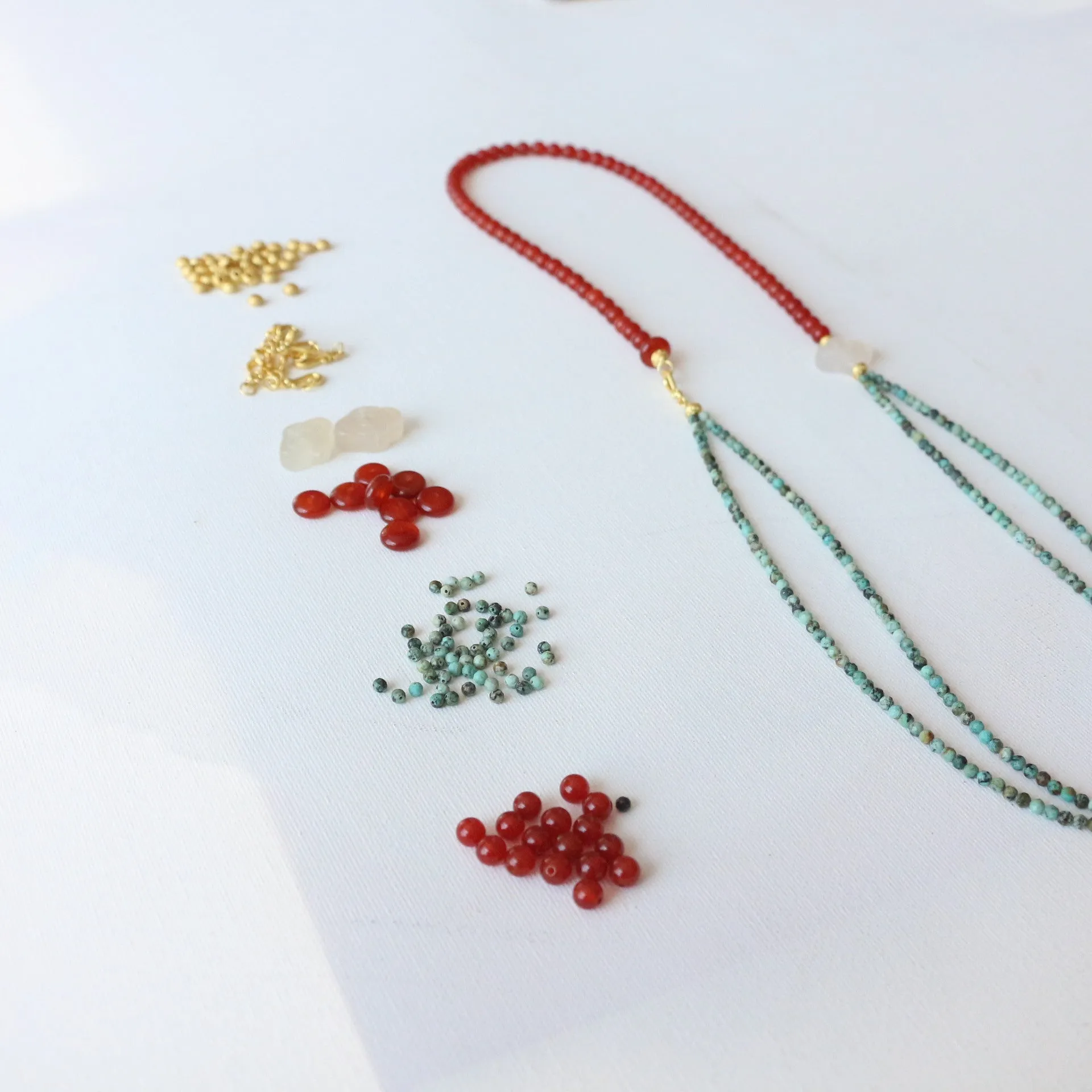Jekira Red Agate & Cloud Turquoise Long Necklace
