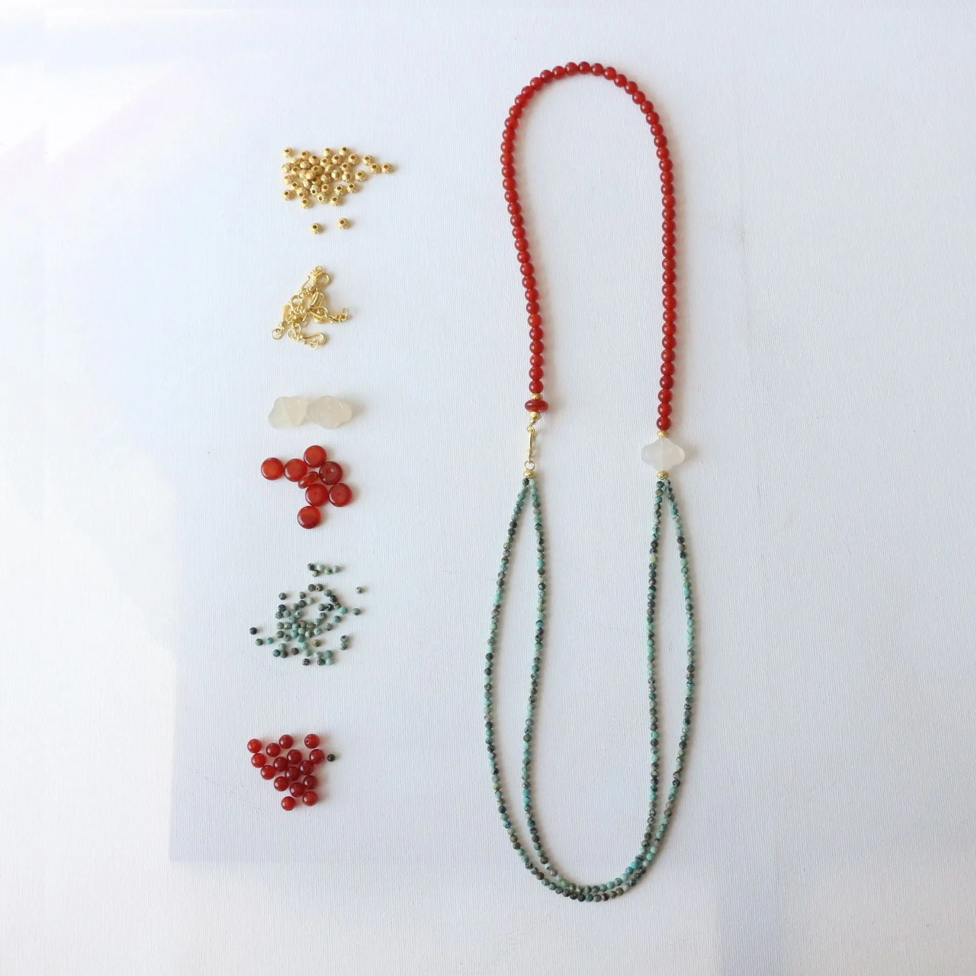 Jekira Red Agate & Cloud Turquoise Long Necklace