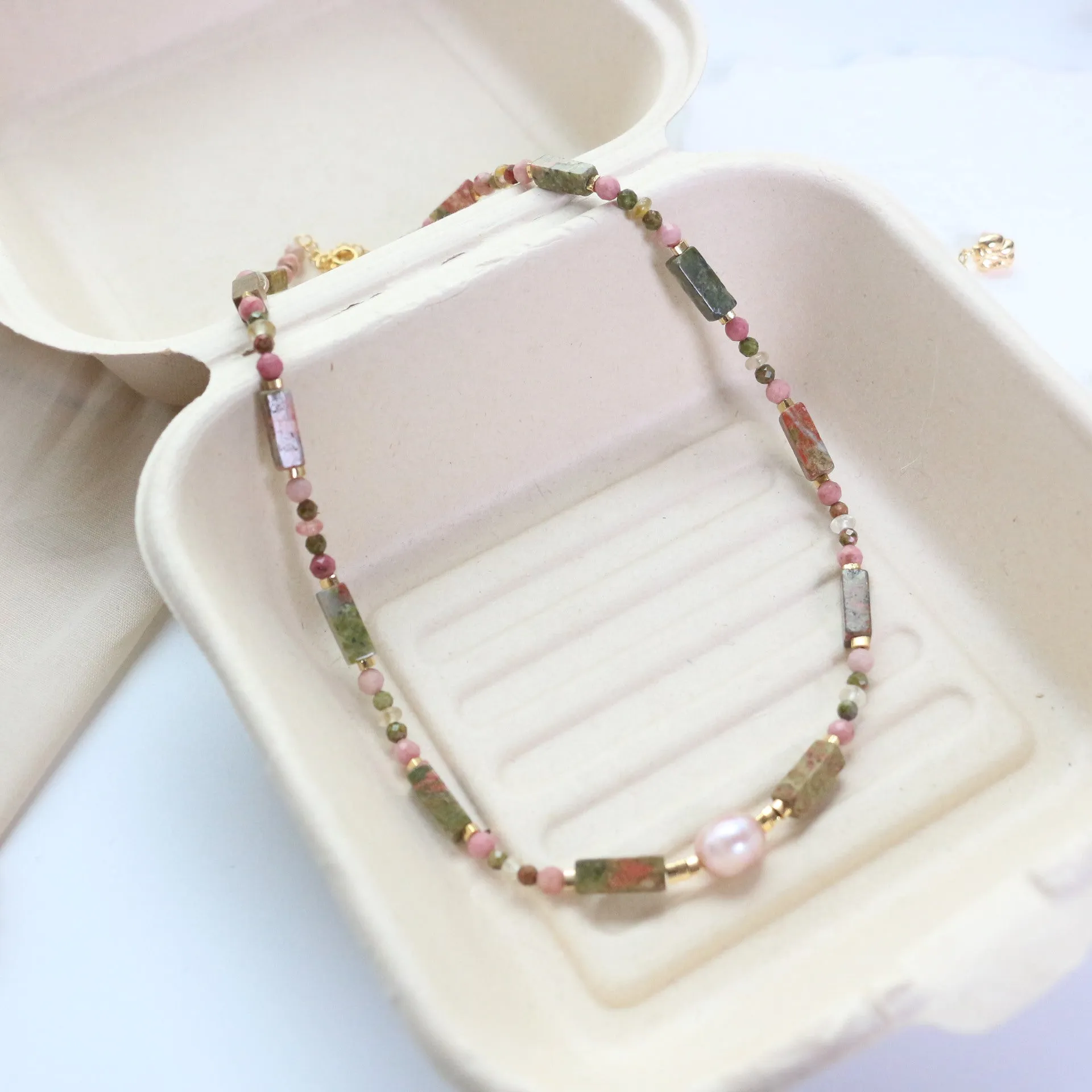 Jekira Rhodochrosite & Baroque Pearl Necklace Set