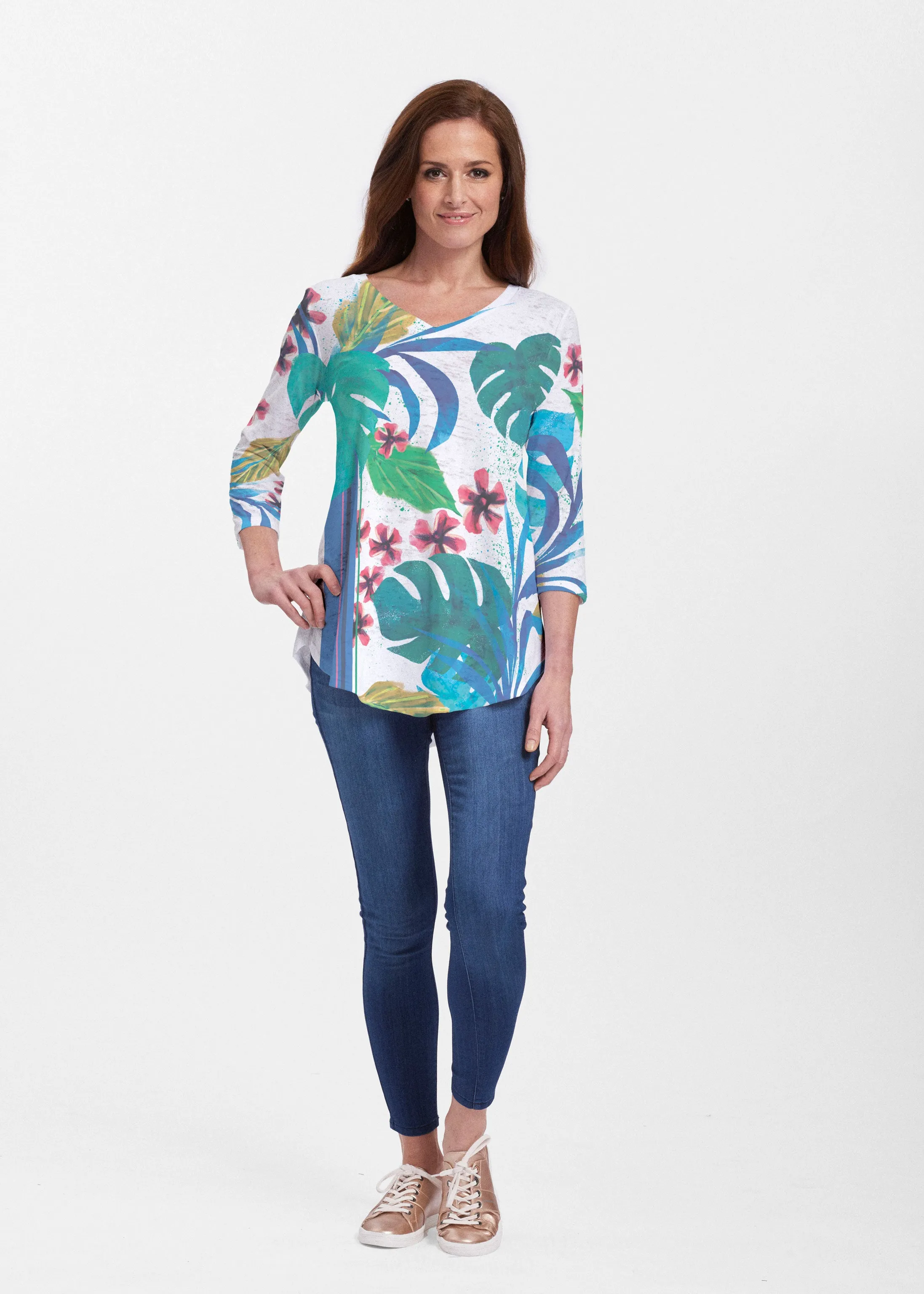 Jungle Stripe (17186) ~ Signature V-neck Flowy Tunic