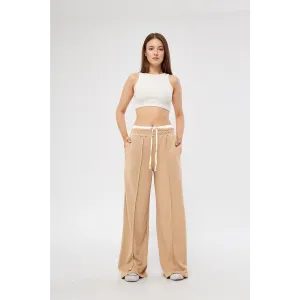 Khaki Boxer Belt Wide Leg Trousers