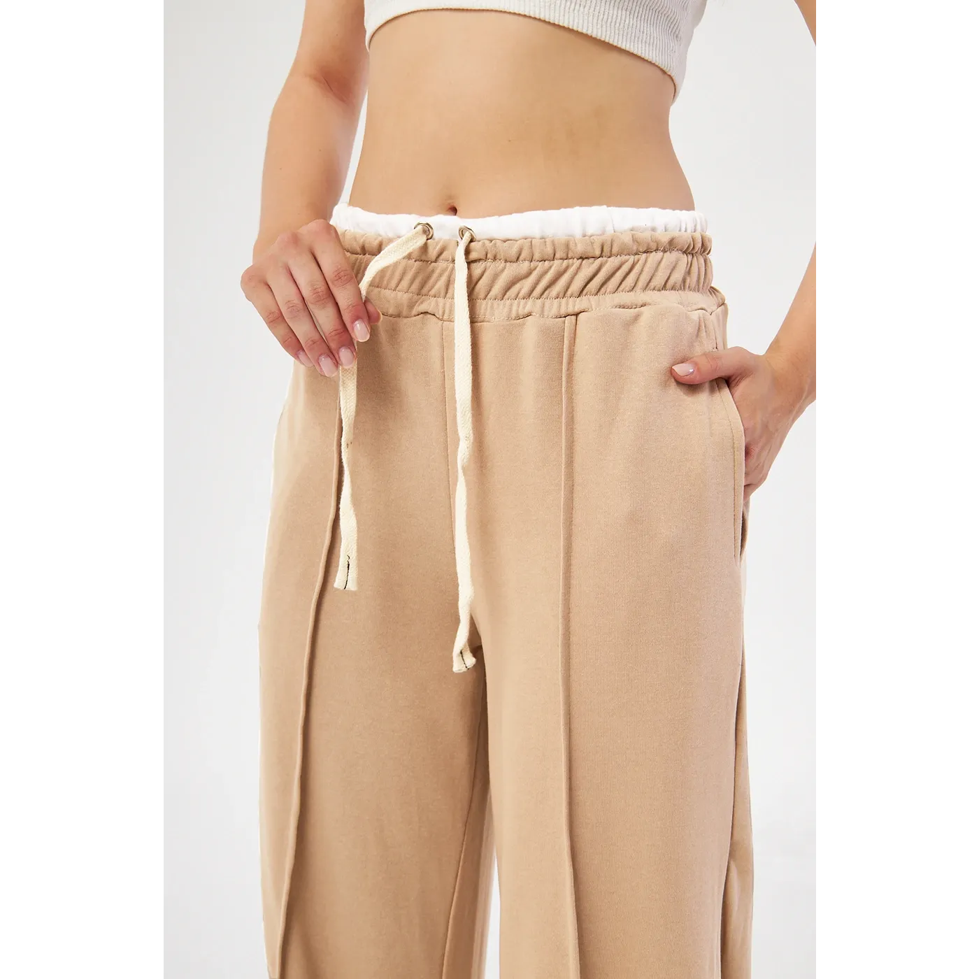 Khaki Boxer Belt Wide Leg Trousers