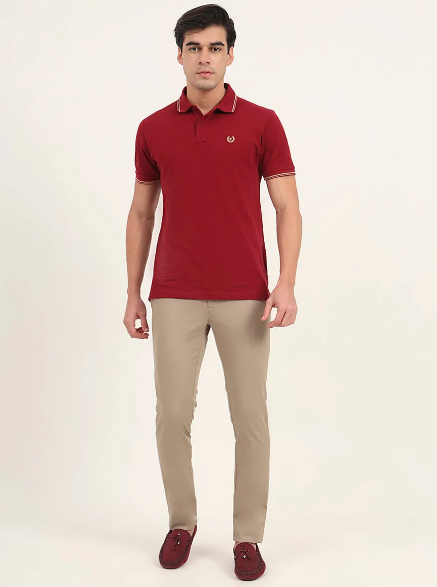 Khaki Solid Super Slim Fit Casual Trouser | Greenfibre