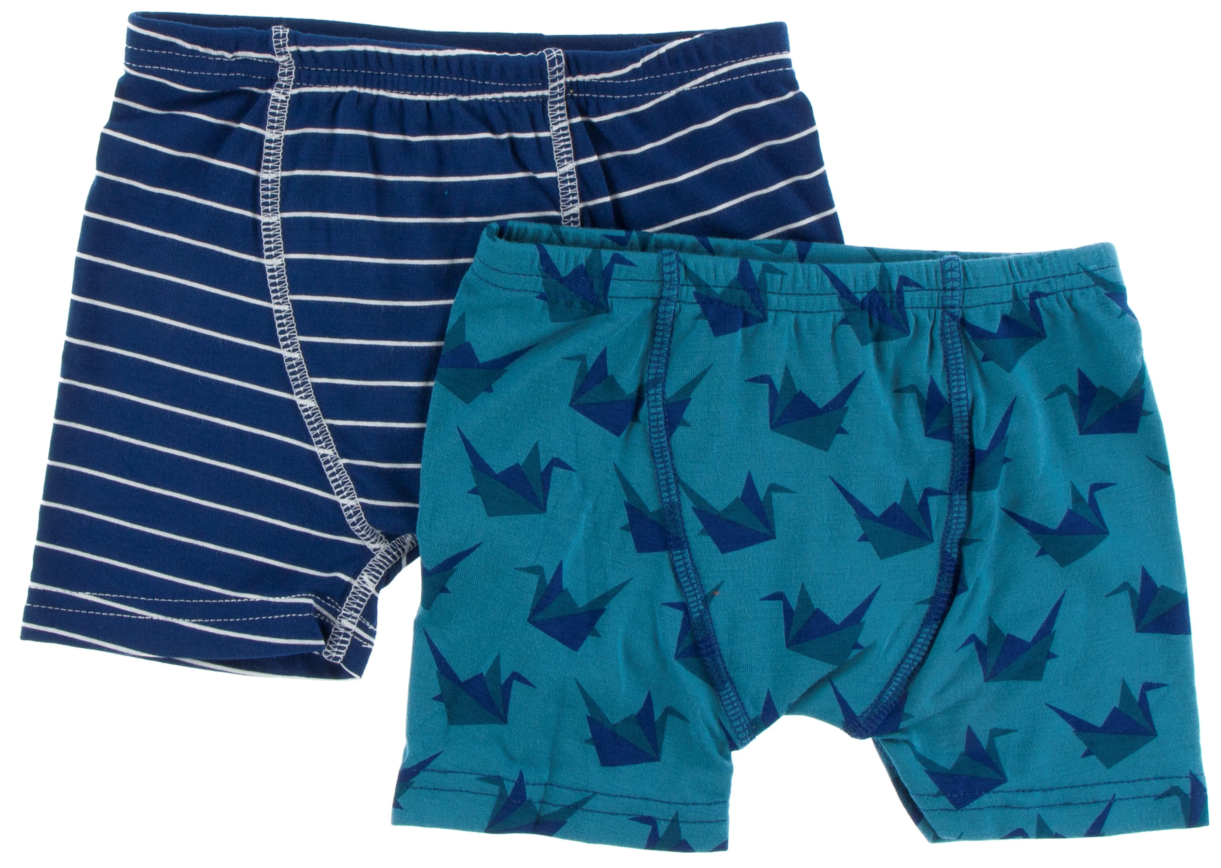 KicKee Pants Boxer Brief Set-Tokyo Navy Stripe & Seagrass Origami Crane