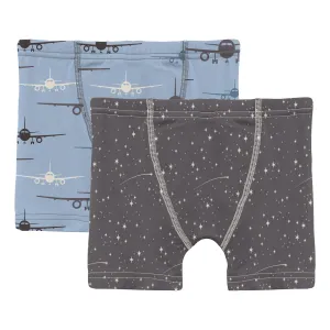 KicKee Pants Pond Airplanes & Rain Shooting Stars Boxer Briefs Set