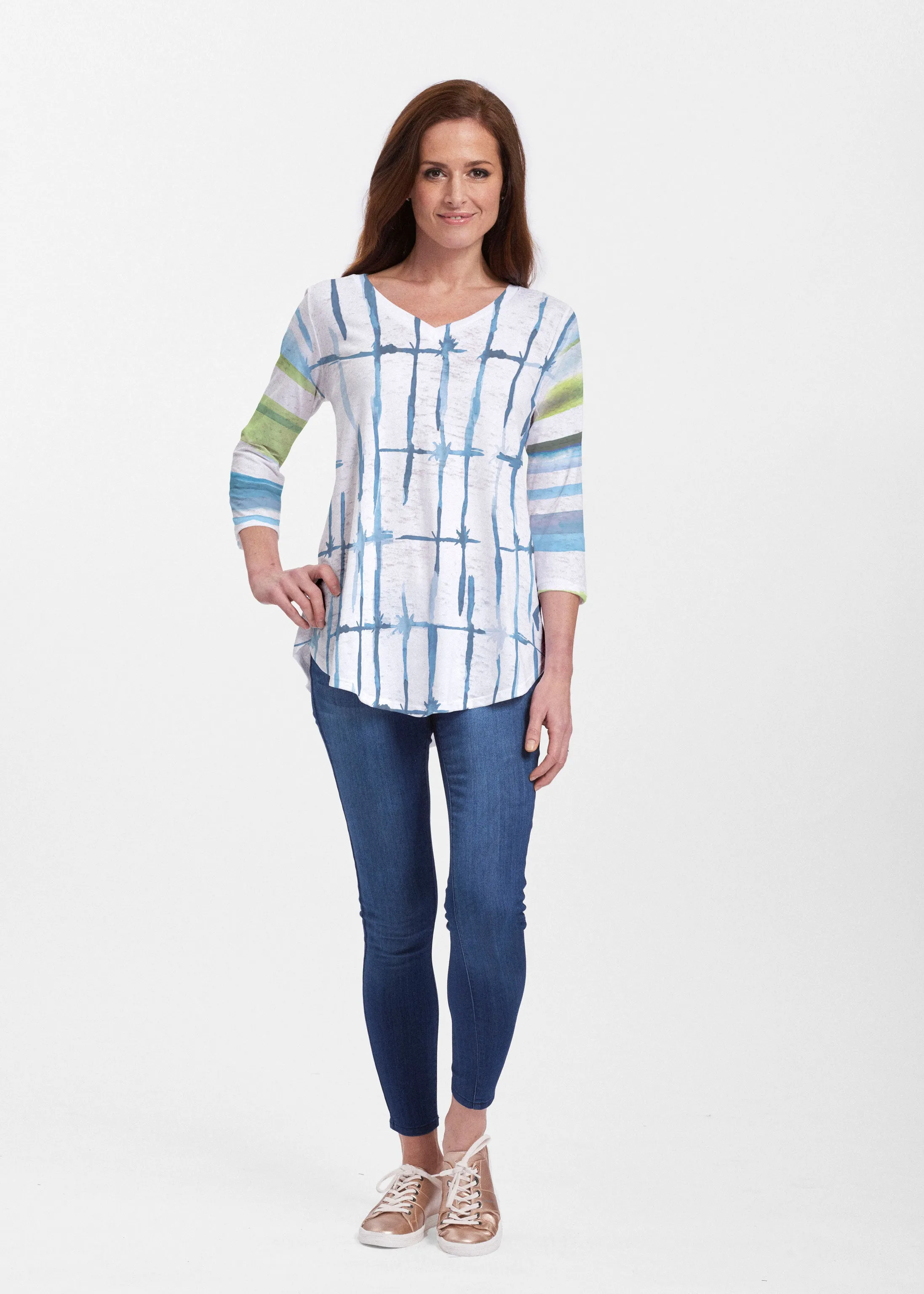 Knotted Stripe (7853) ~ Signature V-neck Flowy Tunic