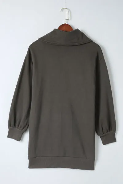 Lacy Half Zip Dropped Shoulder Mini Sweatshirt Dress