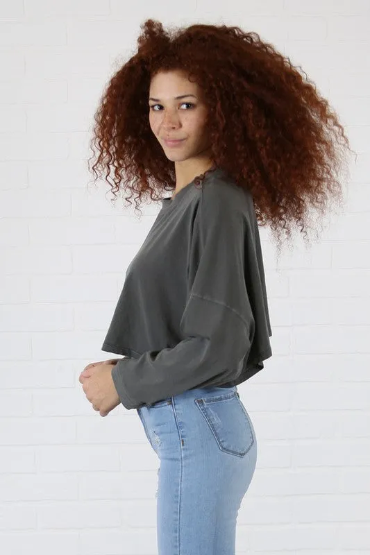 LADYBIRD CROP TOP GREY
