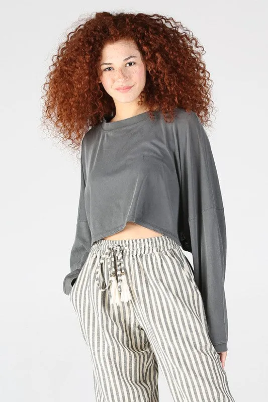 LADYBIRD CROP TOP GREY