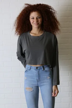 LADYBIRD CROP TOP GREY