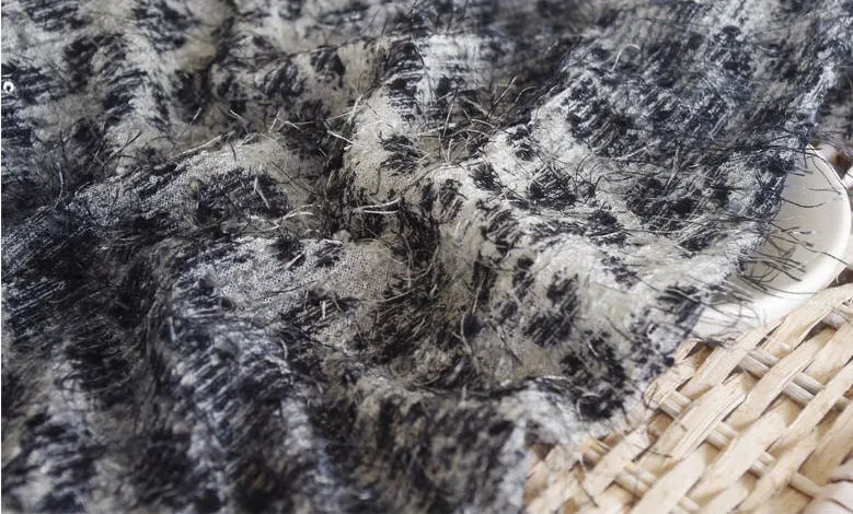 Leopard Hairy Knit Fabric - Black Leopard - 55" Wide - By the Yard 0300-0001