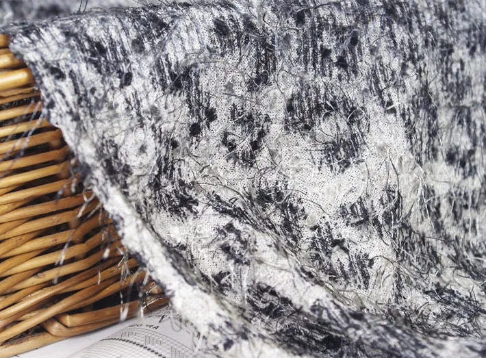 Leopard Hairy Knit Fabric - Black Leopard - 55" Wide - By the Yard 0300-0001