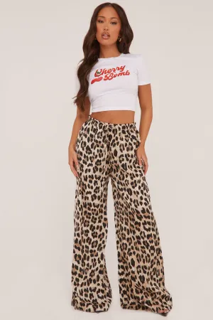 Leopard Print Wide Leg Trousers - Hannah