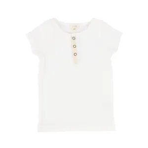 Lil Legs Ribbed Tab Tee Short Sleeve - Pure White
