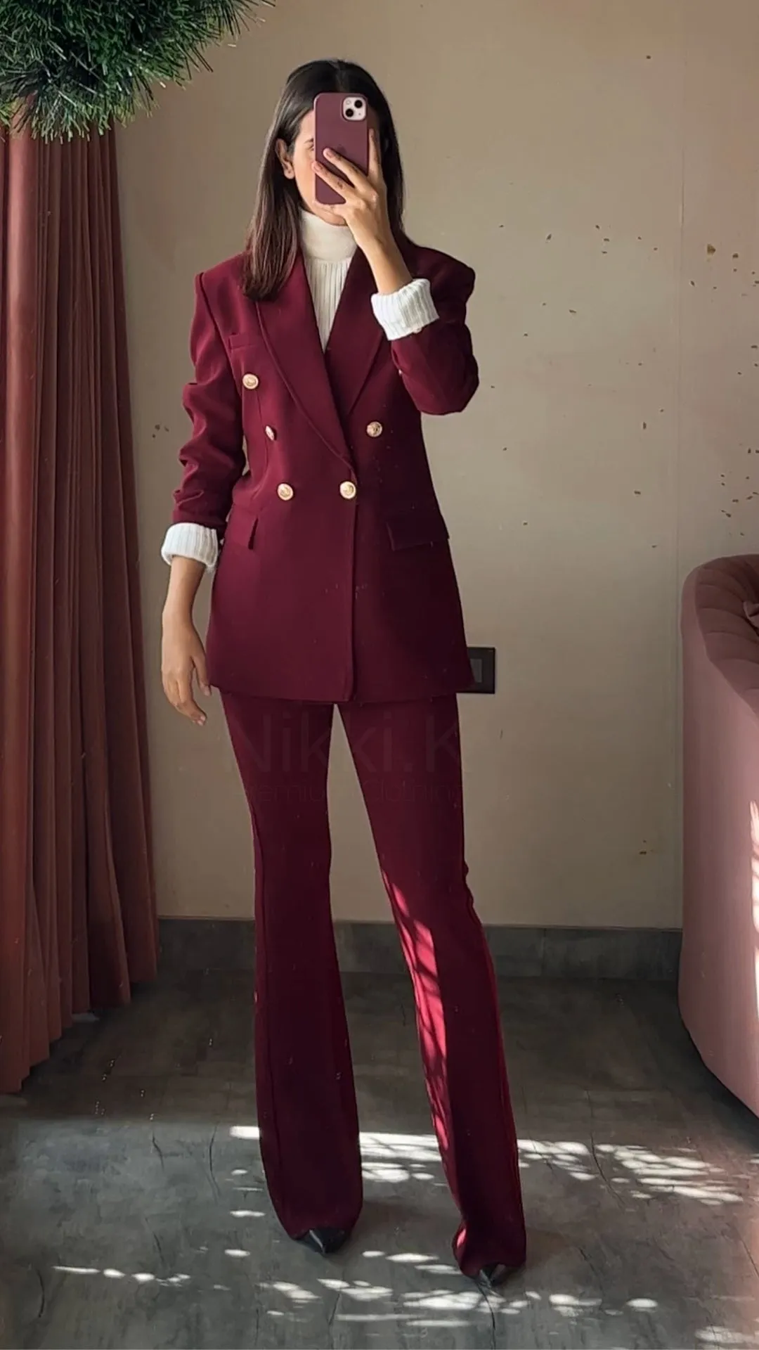 Limited Holiday Edition- Sculpted High Waist Flared Trousers: Cherry Red- RESTOCKED!
