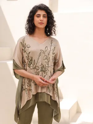 Lotus Kaftan Top - Beige Green