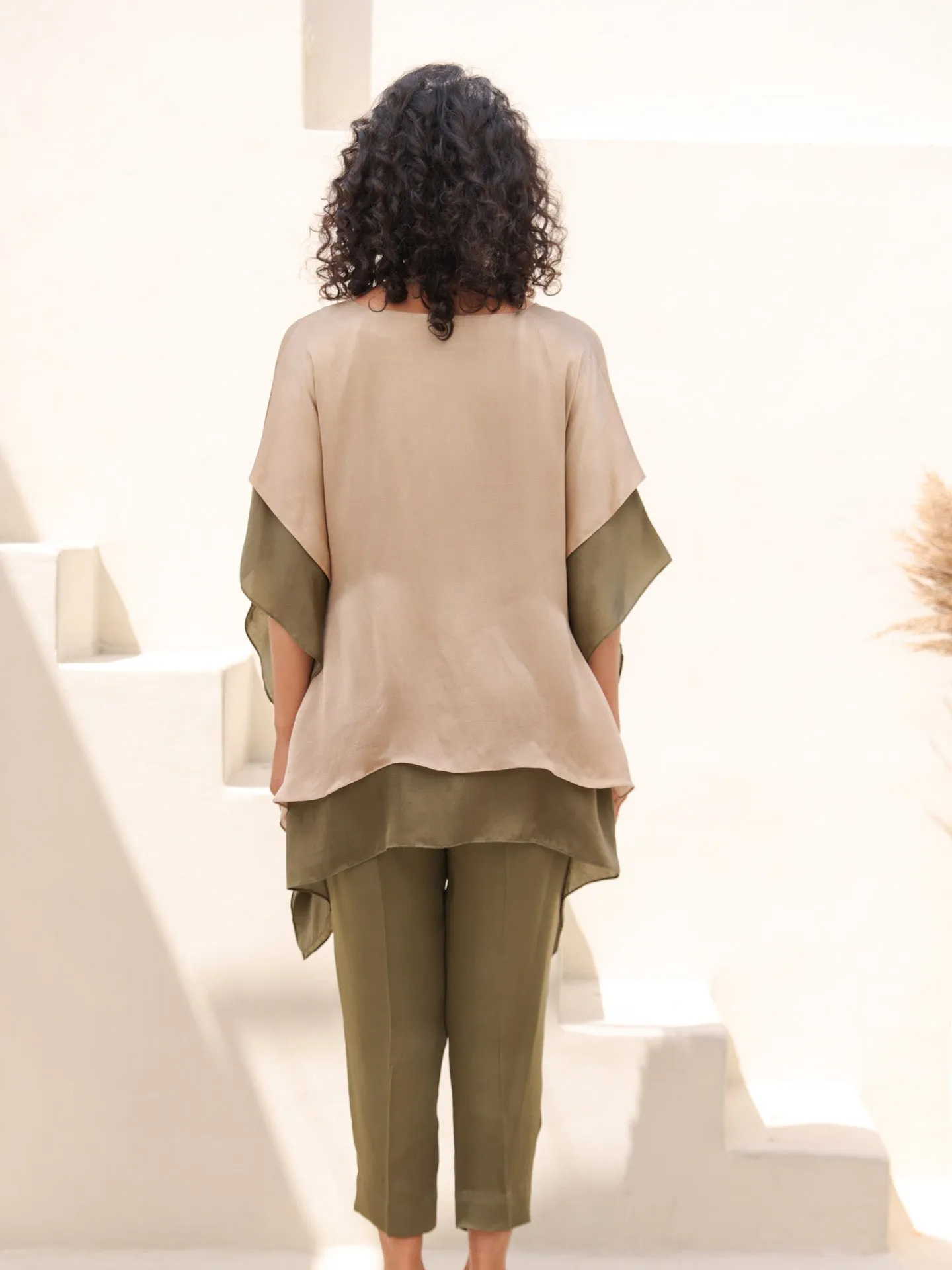 Lotus Kaftan Top - Beige Green
