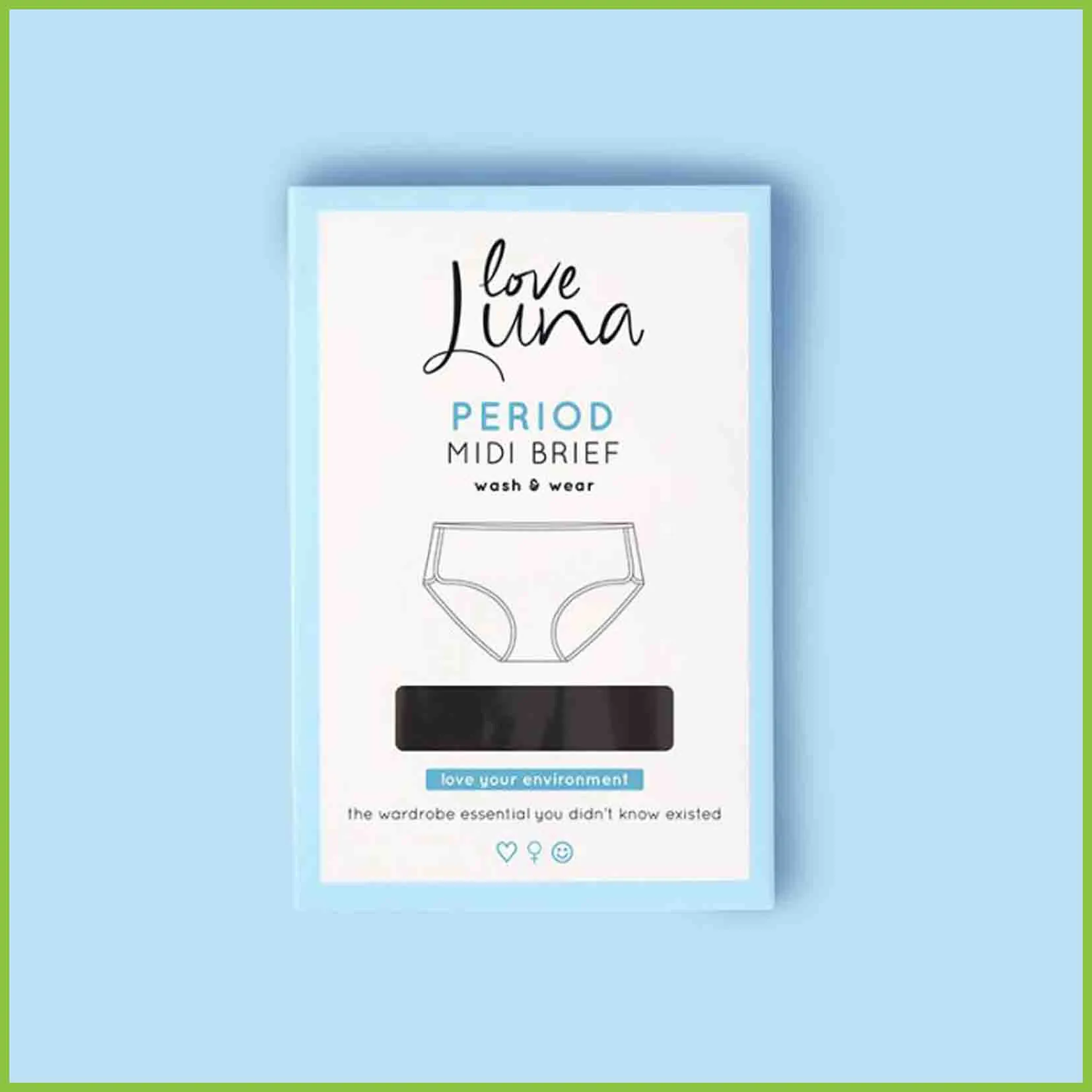 Love Luna Period Underwear - Midi Brief (15ml) - Black