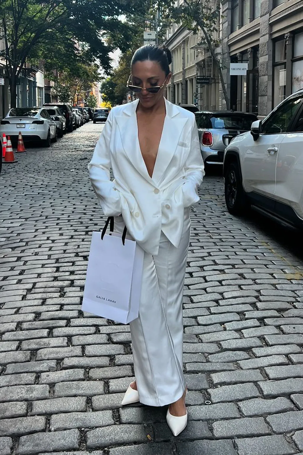 Madison White Satin Trousers