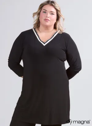 Magna V-Neck Trim Tunic Black