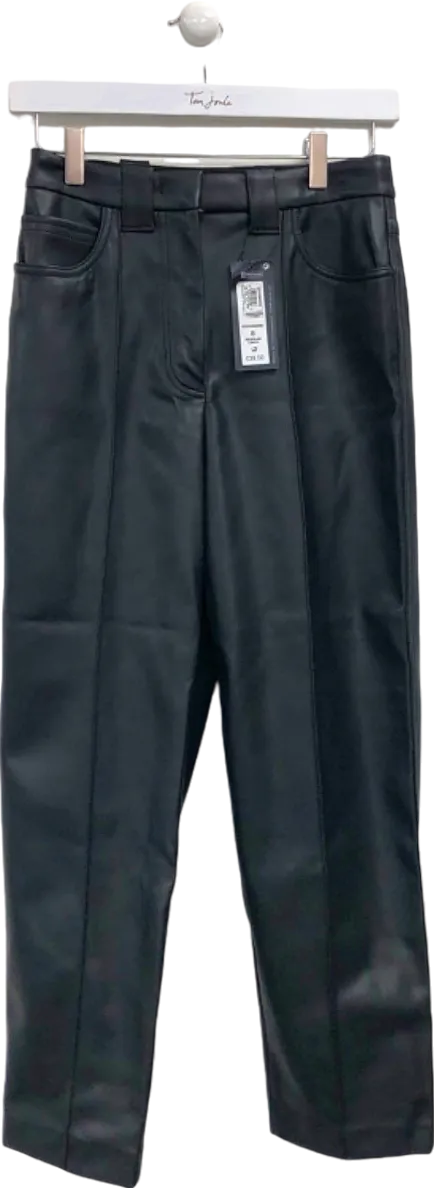 M&S Black Faux Leather Trousers Regular UK 8