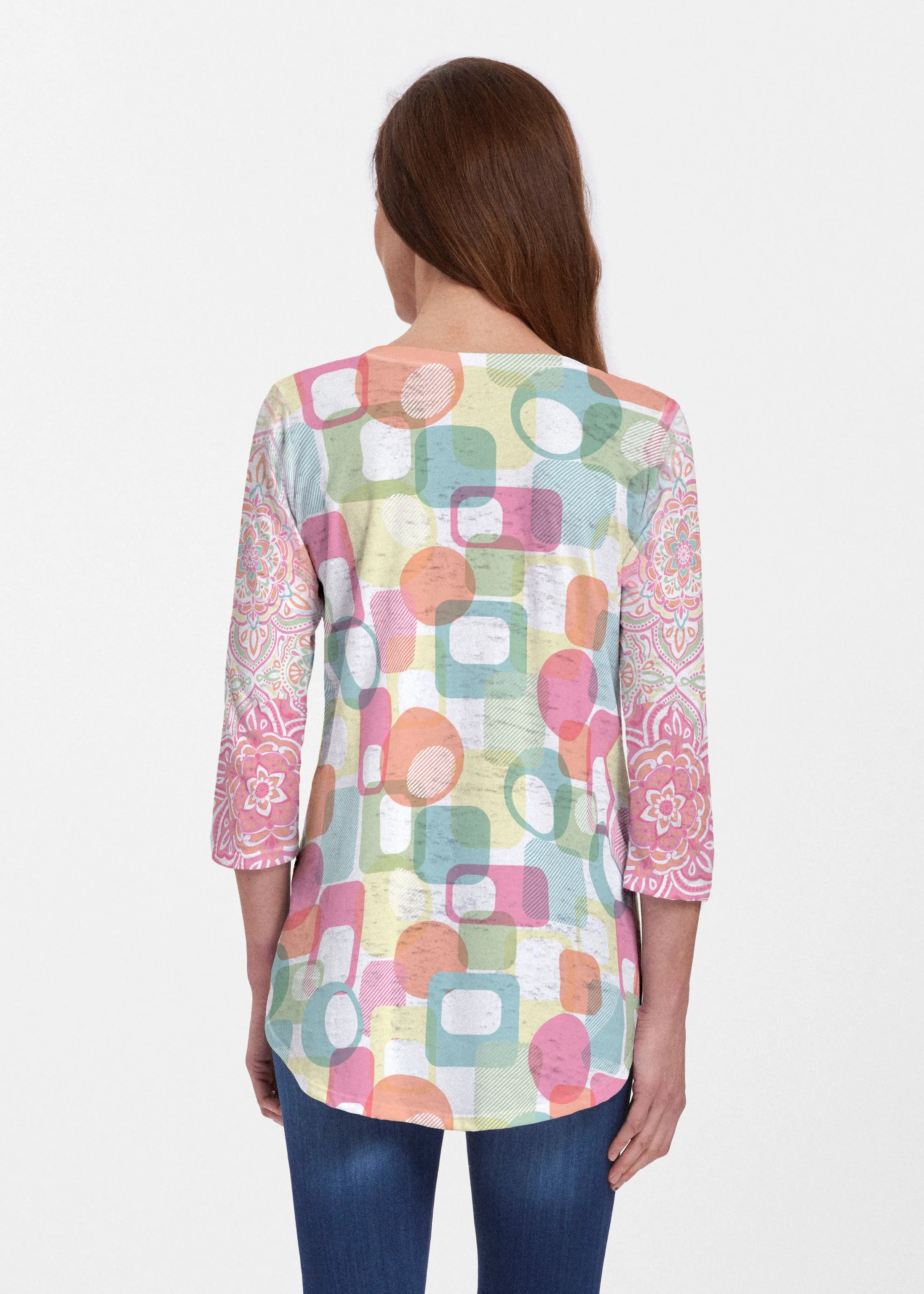 Mandala Geo (13495) ~ Signature V-neck Flowy Tunic