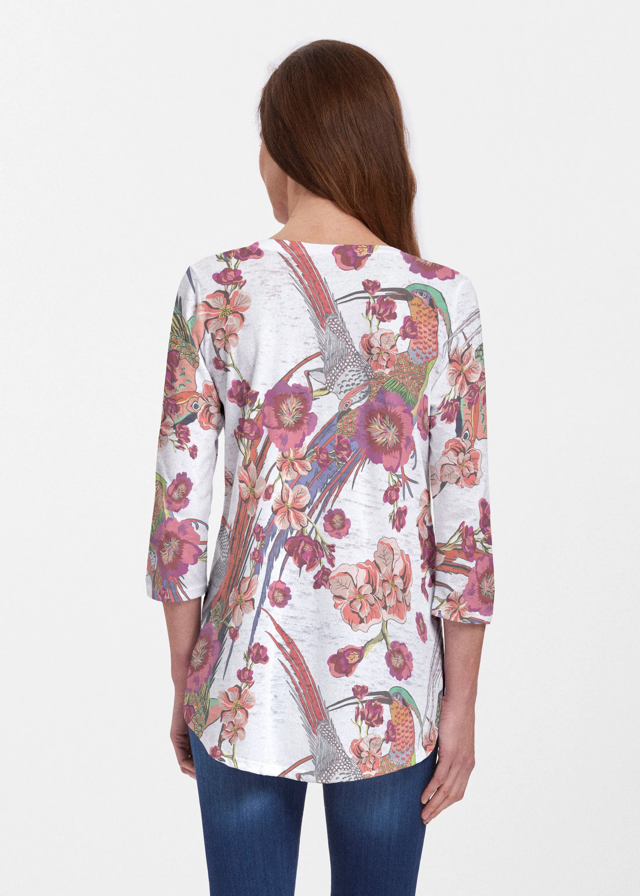 Mandarin Bird (7646) ~ Signature V-neck Flowy Tunic