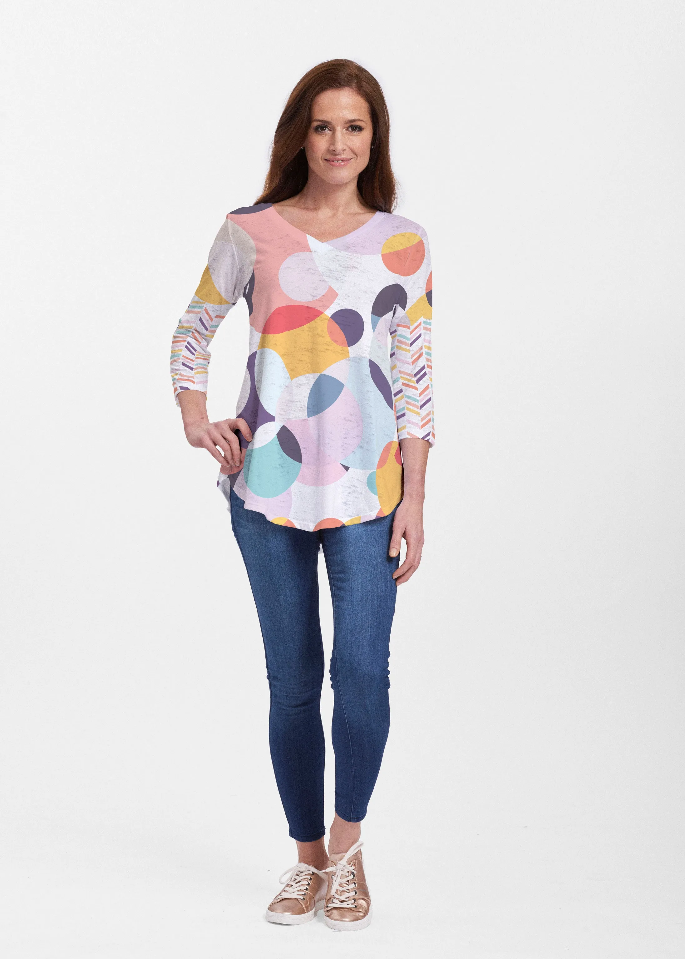 Marble Chevron (25065) ~ Signature V-neck Flowy Tunic