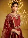 Maroon Embroidered Kalidar Kurta Set
