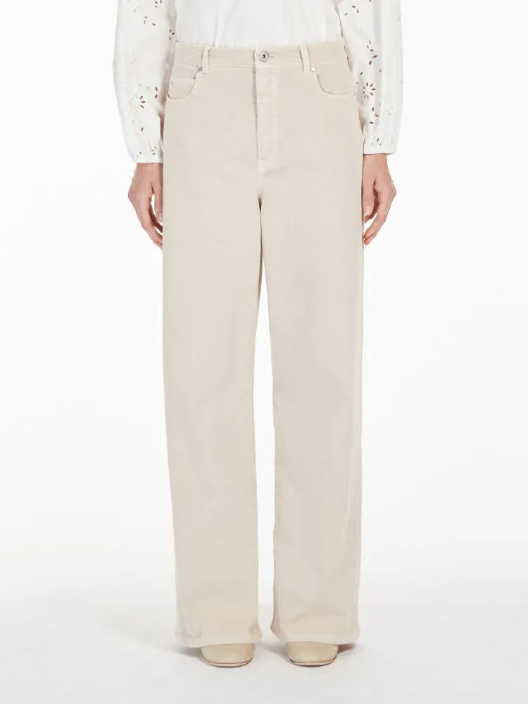 [Max Mara] Medina Cotton Drill Wide Leg Trousers - Sand