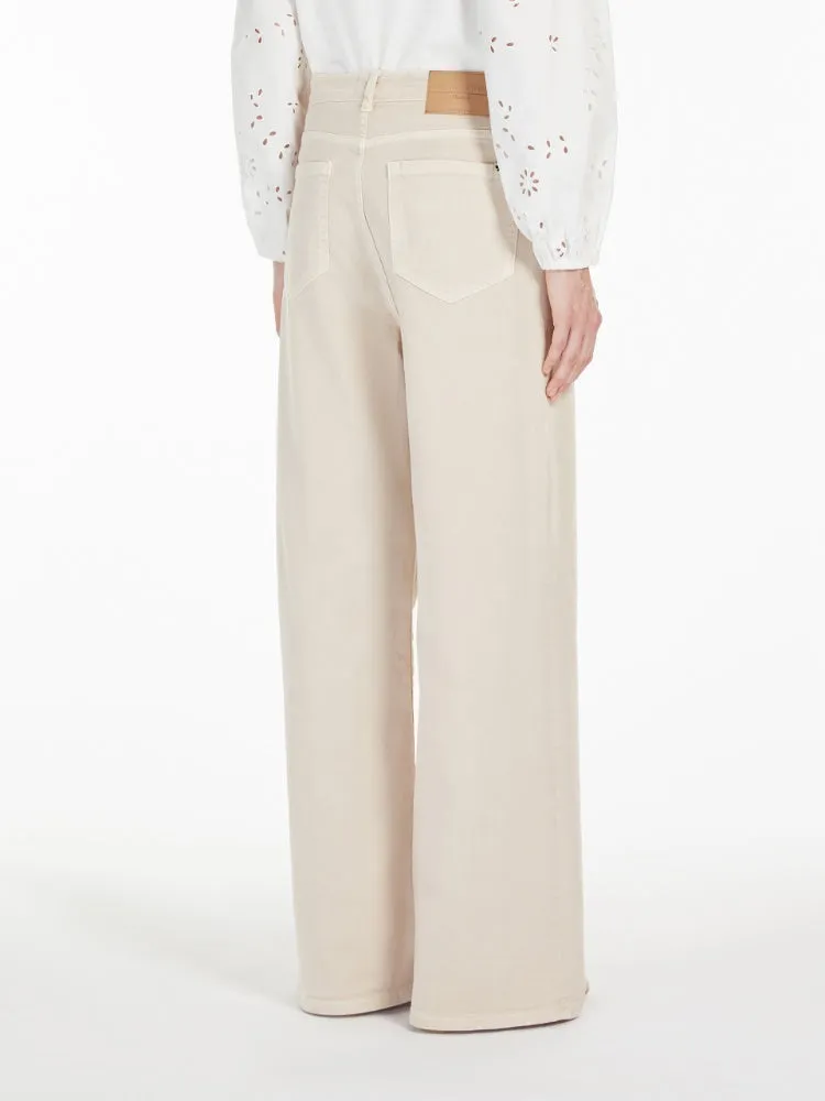 [Max Mara] Medina Cotton Drill Wide Leg Trousers - Sand