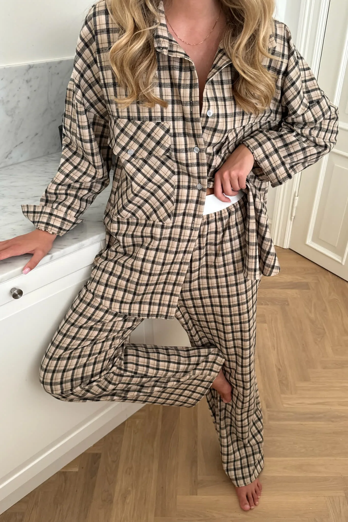 MayaIC Bukser - Beige Sort Ternet