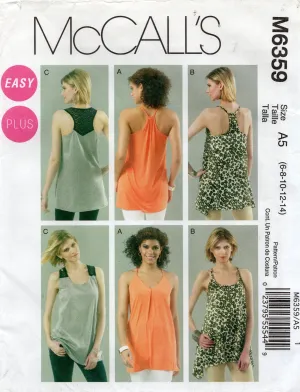 McCall's M6359 Womens EASY Summer Tops Out Of Print Sewing Pattern Sizes 6 - 14 UNCUT Factory Folded