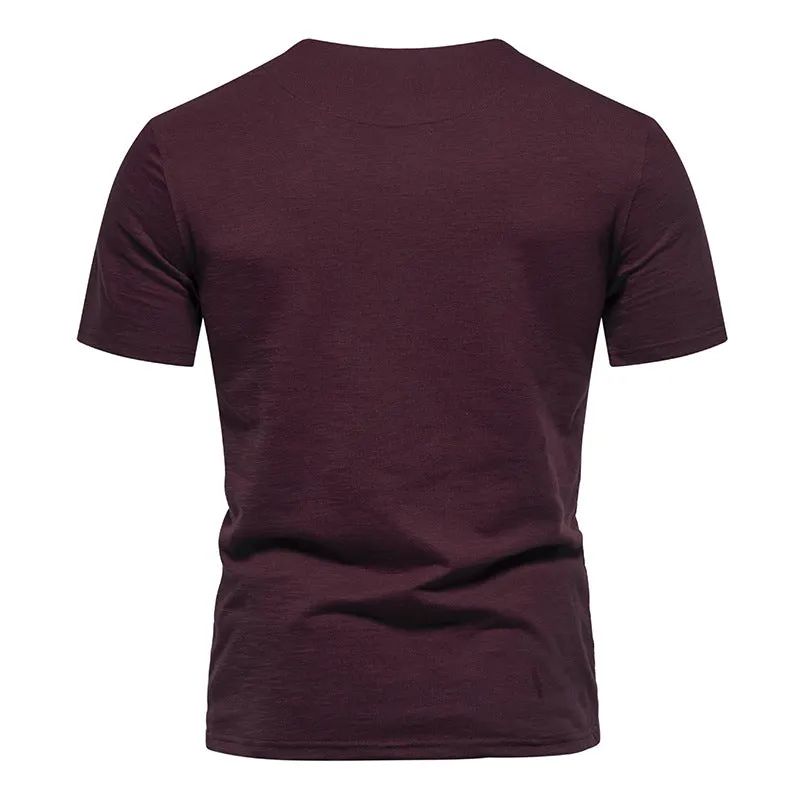 Men Crewneck Buttons Short Sleeves T-Shirt