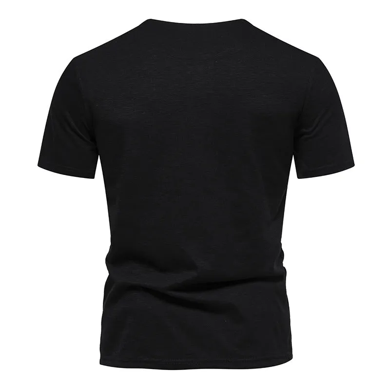 Men Crewneck Buttons Short Sleeves T-Shirt