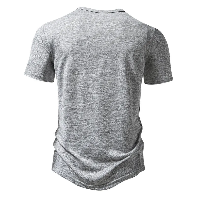 Men Crewneck Buttons Short Sleeves T-Shirt
