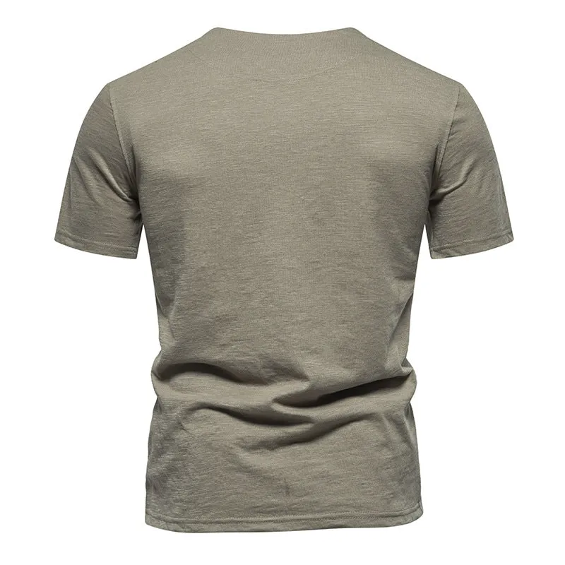 Men Crewneck Buttons Short Sleeves T-Shirt
