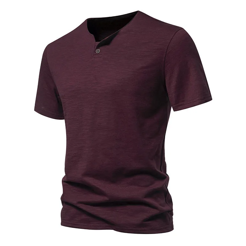 Men Crewneck Buttons Short Sleeves T-Shirt