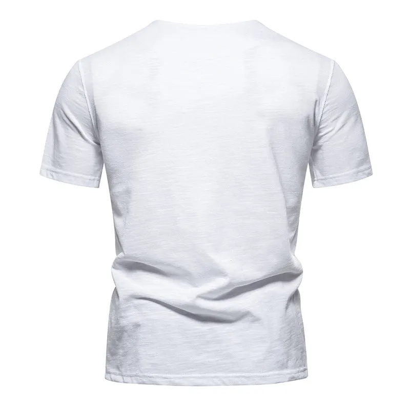 Men Crewneck Buttons Short Sleeves T-Shirt
