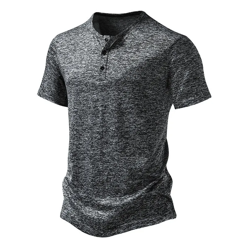Men Crewneck Buttons Short Sleeves T-Shirt